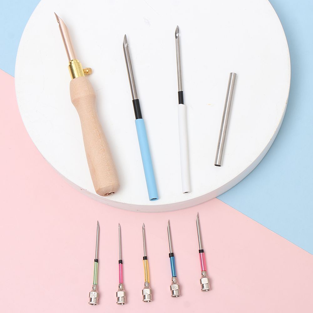 Embroidery Stitch Punch Needle Poke Needle with Changeable Head Poking Cross Stitch Tools Knitting DIY Craft Sewing Accessories