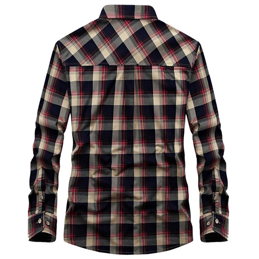 AFS Jeep hombres de manga larga camisa a cuadros Bata Multi bolsillos abrigo otoño algodón hombres camisa delgada z73