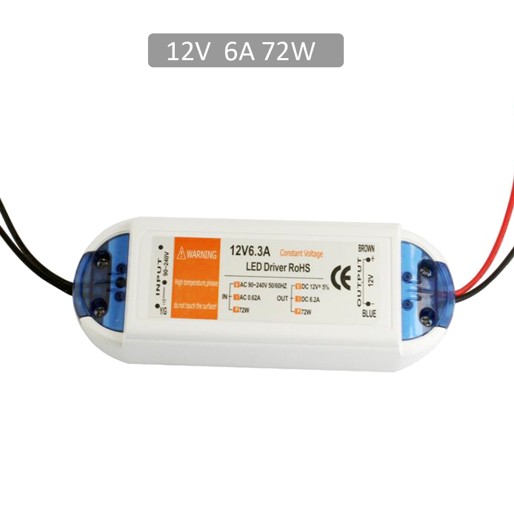 5 V Voeding 12 Volt LED Driver AC 110 V 220 V naar DC 5 Volt Power Adapter 12 V 18 W 28 W 48 W 60 W 72 W 100 W Verlichting Transformator: 12V 72W