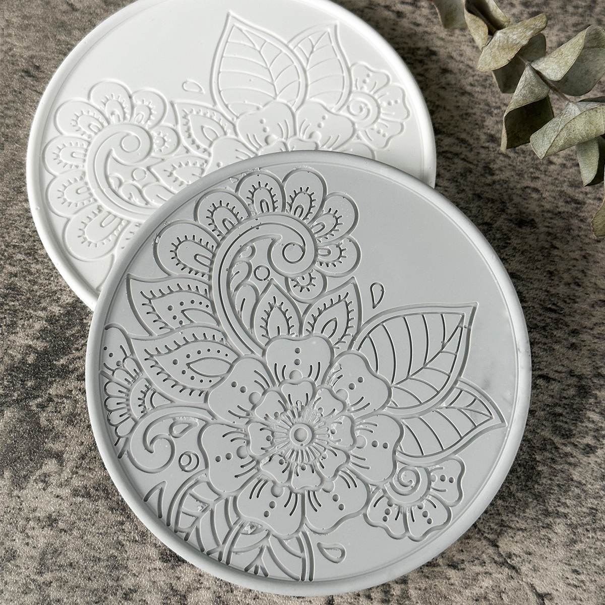 Posavasos redondo, molde de silicona, resina epoxi, molde de cristal, bricolaje, café, vino, copa, posavasos de flores, yeso, hormigón, manualidades decorativas para el hogar
