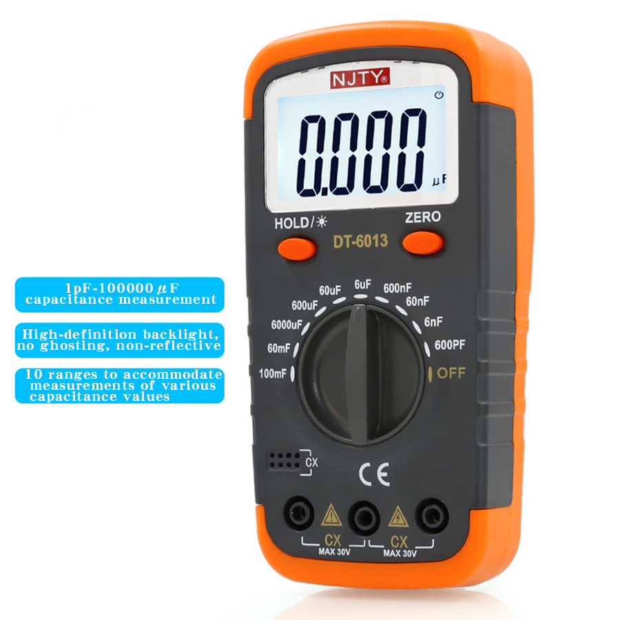 NJTY DT6013 High Precision Digital Capacitance Meter for Measuring Capacitor Capacity