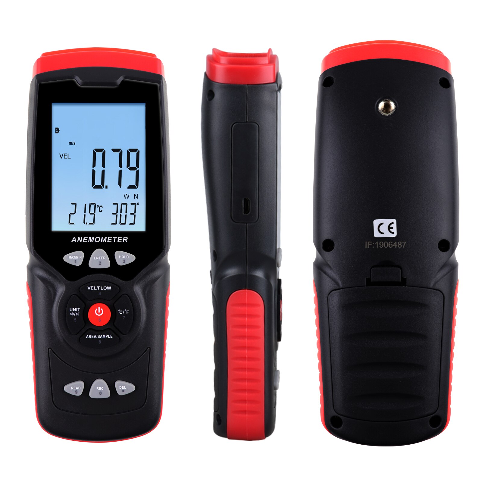 Anemometer Datalogger Sensor Wind Meter Digital Speedometer Air Flow Tester Speed Meter Data Hold &amp; Backlight w/ MAX / MIN / AVG