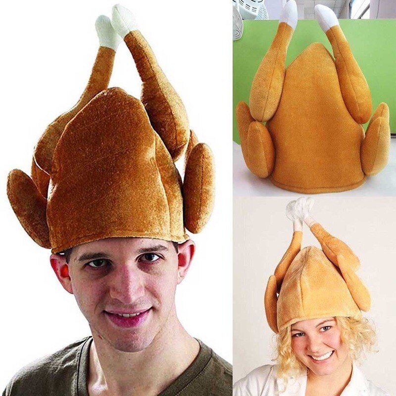 Chapeau rôti de dinde, Costume de Thanksgiving, poulet rôti, volaille brute, oiseau Trot, Chef, drôle, nouveauté, maquillage, fête, chapeau amusant, tendance