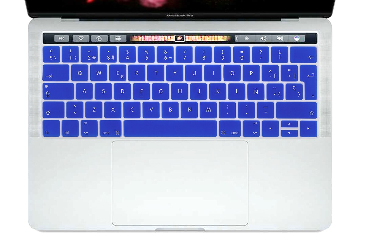 Eu Layout Spaans Cover Voor Macbook Pro 13 15 Touch Bar Eu Spaans Toetsenbord Cover A1706 A1989 a1707 A1990 Huid: EU-NavyBlue