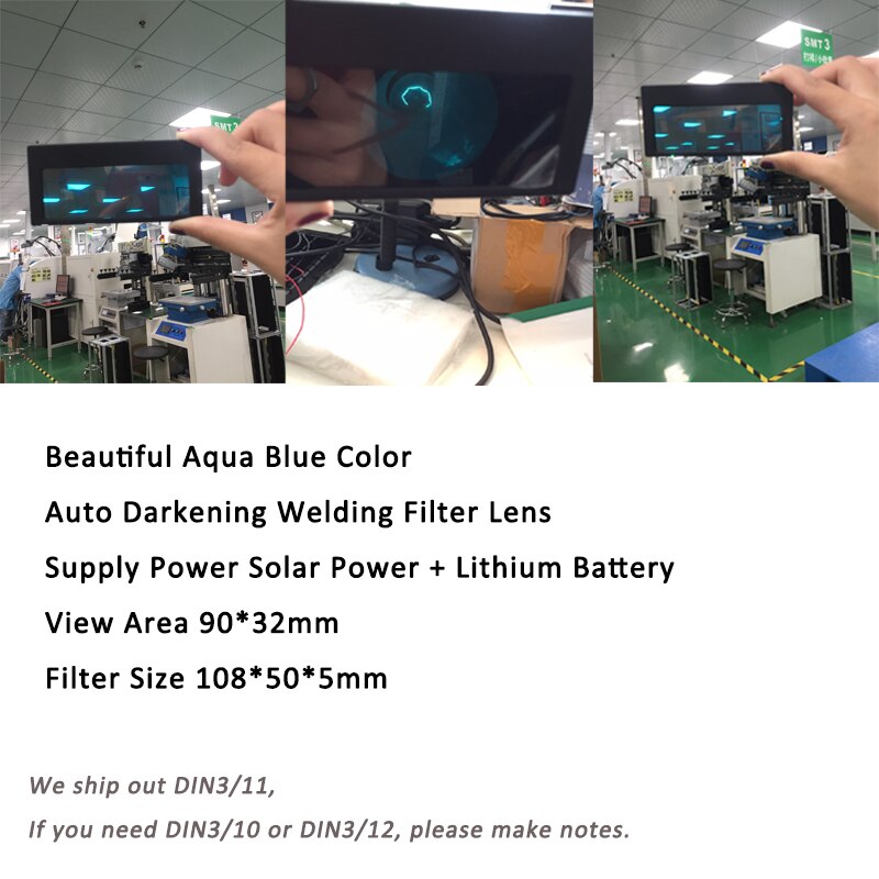 Beautiful Aqua Blue Welding Filter Lens Crystal Liquid Arc Weld Auto Darken ADF Fast TRQ-1100