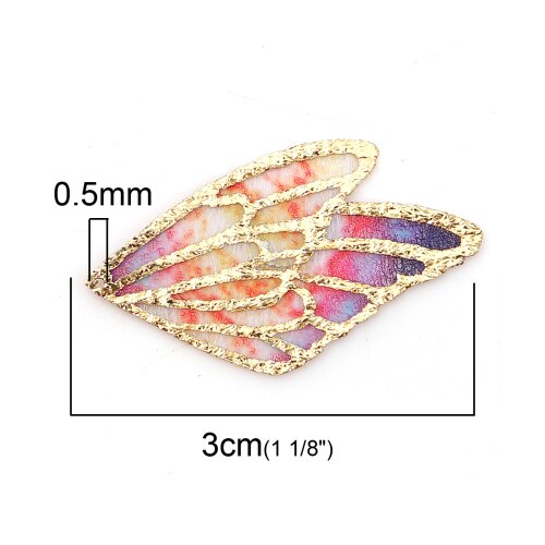DoreenBeads-colgantes de tela de ala de mariposa, accesorio Multicolor, Morado, azul y verde, 30mm(1 1/8 ") x 18mm( 6/8"), 5 unidades: 7