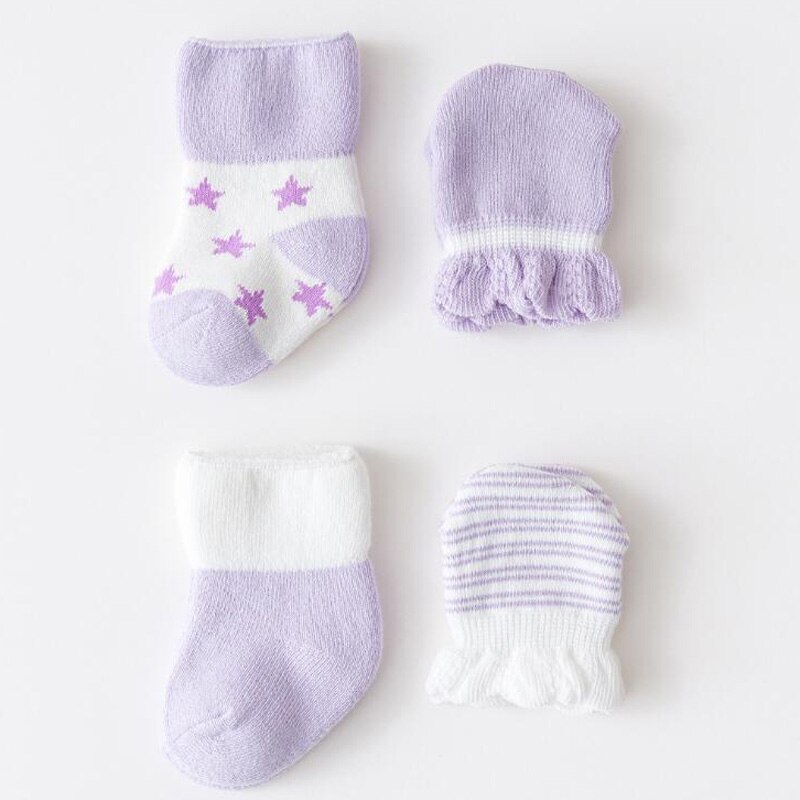 Baby Socks For 0-6 months Sock+Gloves Newborn boys and Girls Baby Cotton Warm Socks