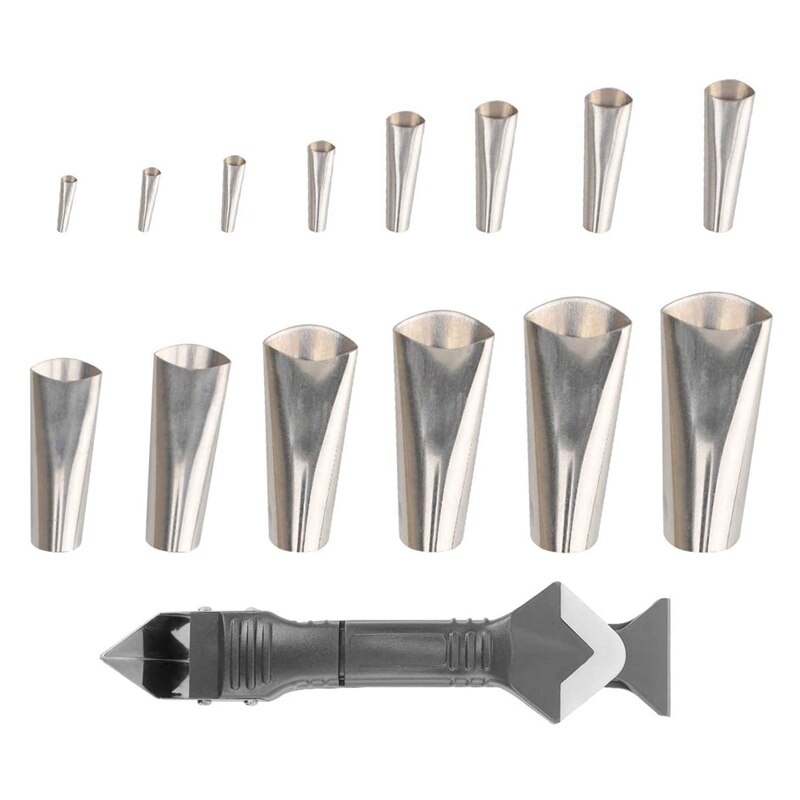 Breeuwen Finisher Kit - 14Pcs Rvs Kalefateren Nozzle, 3 In 1 Breeuwen Gereedschap-Kit Breeuwen Afwerking Tool