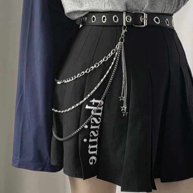 1Stck Sterne Schlauch Kette Frauen Drei Schicht Straße Metall Hosen Schlüssel Kette Punk Hüfte-hüpfen Taille Ketten Gürtel für Hosen Jeans Gürtel