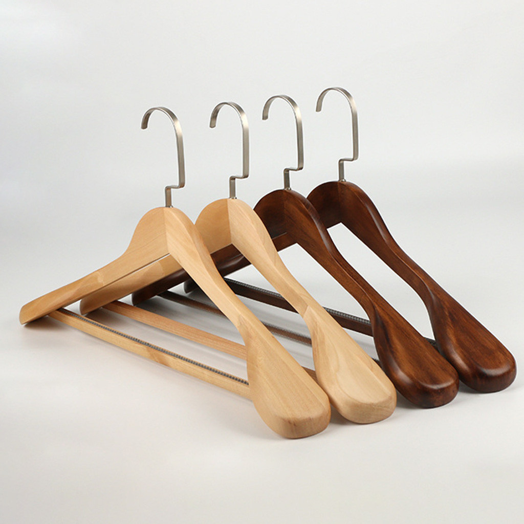 Cintres en bois large épaule manteau en bois massif costume cintre maison balcon vêtements support sec devoir fort costume cintre accueil organisateurs