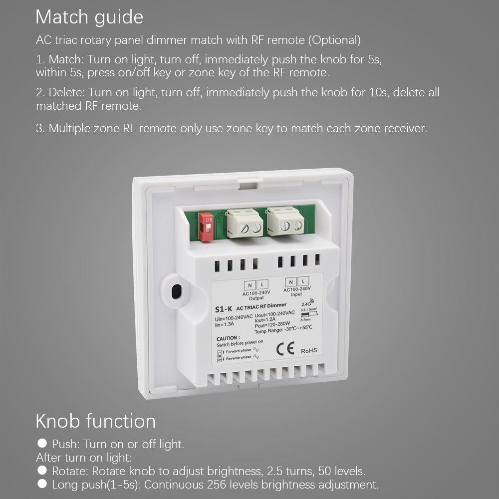 Ac triac lysdæmper led 220v 230v 110 vdimmable knap trykkontakt controller til led pære lys lamper (hvid / sort)