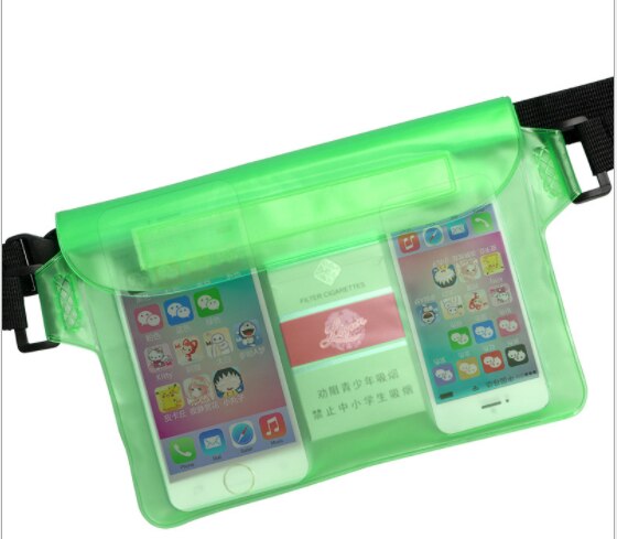 Bolsa impermeable de pvc para exteriores, bolsas de cintura para acampar, escalada, senderismo, deporte, funda bolsa seca con correa para el hombro en la cintura: Color verde