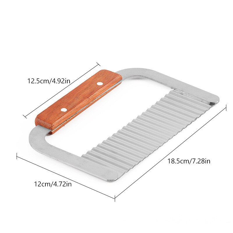 Ttlife Rvs Golvend Mes Aardappel Cutter Tool Keuken Speciale Gadget Met Houten Handvat Franse Fry Cutter: Default Title