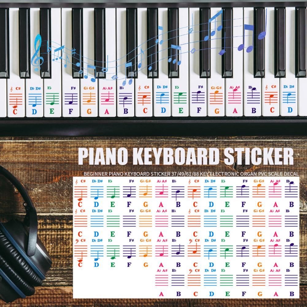 Colorful Piano Stave Note Sticker Electronic Keyboard Key Sticker Piano Stave Note Sticker For Key Music Decal