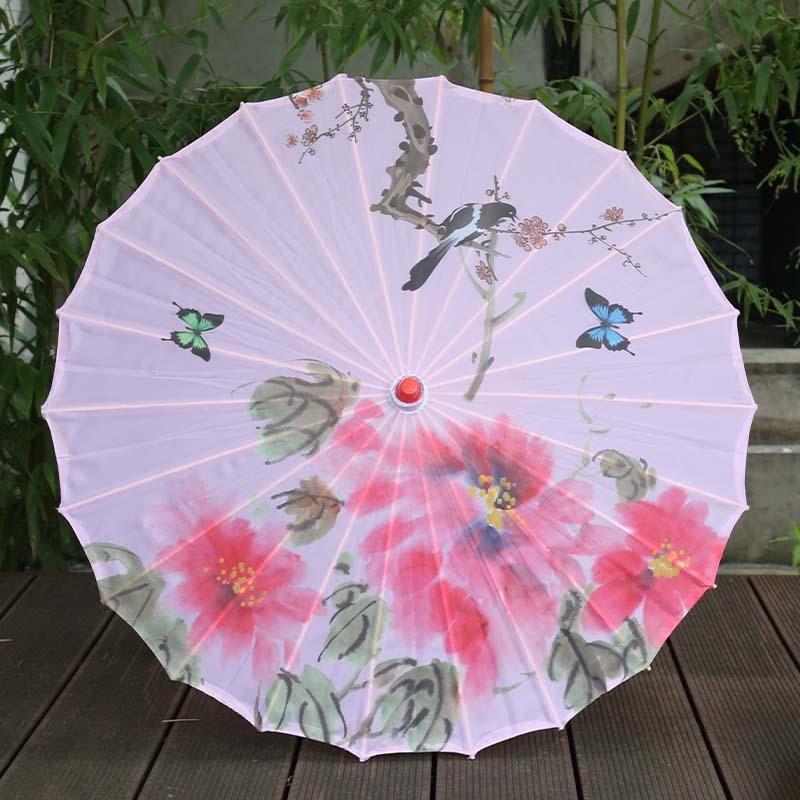 Ancient Style Printed Silk Fabric Tassel Umbrella Decoration Oil Paper Umbrella Hanfu Umbrella Classical Sun Protection Parasol: VIOLET/紫罗兰
