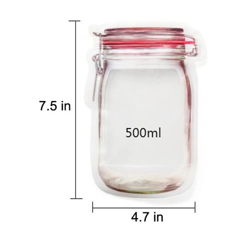 Mason jar lynlås poser snack sandwich lynlås lukning poser genanvendelige lufttætte forsegling opbevaringsposer lækagesikre madspareposer