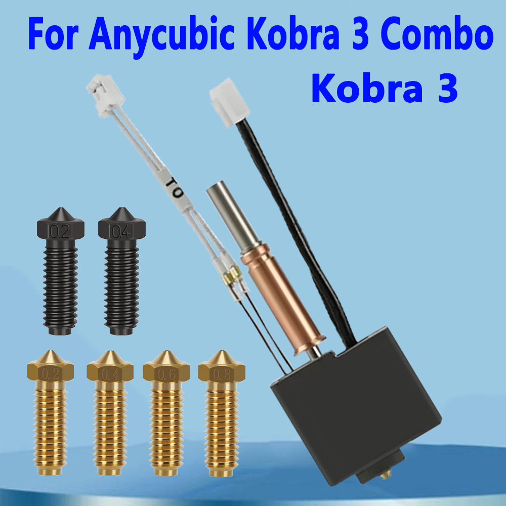 Kit Upgrade for Anycubic Kobra 3 Hotend Kobra 3 Combo Hotend Kit 3D Printer Accessories End Brass Nozzle Thermistor Heating