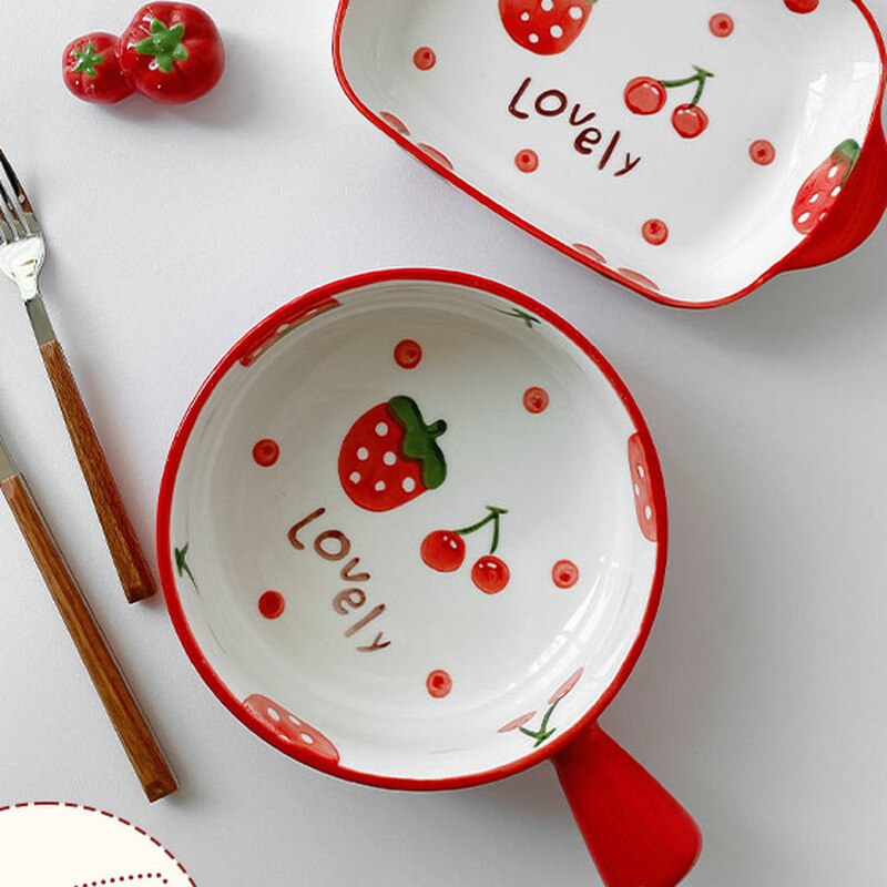 Kawaii Square Baby Plate Sets Dinner Enamel Cutlery Set Cheese Dishes Plate Decoration Vajilla Completa Kitchen Tableware