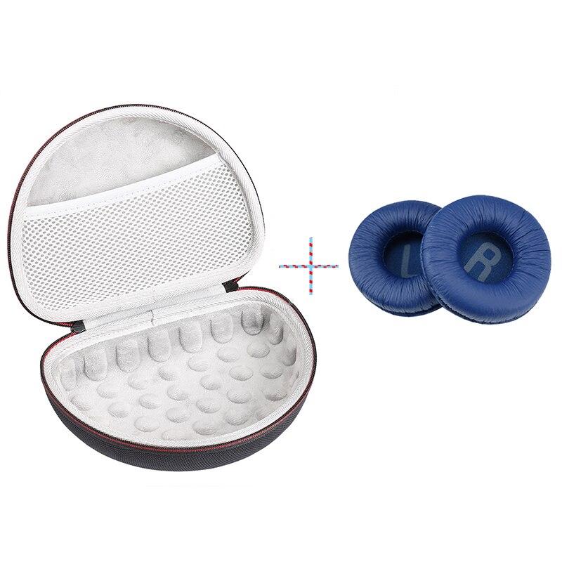 Custodia rigida 2 in 1 per JBL T450BT/ JBL T500bt scatola per cuffie senza fili scatola per il trasporto custodia portatile e custodia per auricolari: A002-blu