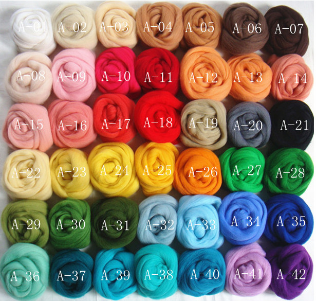 Fibre de laine mérinos 7 sac/lot | 42 couleurs, lot de 7 sac/lot, pour feutrage à l&#39;aiguille, rotation à la main, poupée amusante, couture, feutre en laine brute, piqué 10g/sac