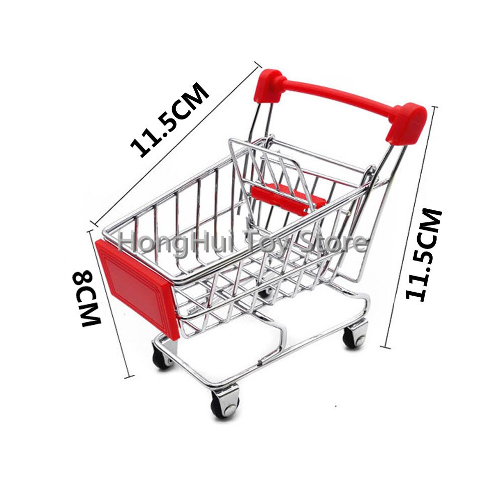 Mini Shopping Cart Supermarket Handcart Mode Storage Toy desktop can
