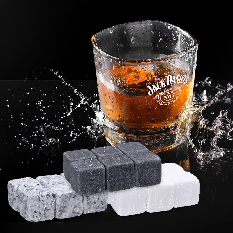 Herbruikbare Ice-Cube Whiskey Champagne Chill Ice Stones Draagbare 6Pcs Chilling Wijn Stenen Nippen Bar Bag Drink wiski Bar
