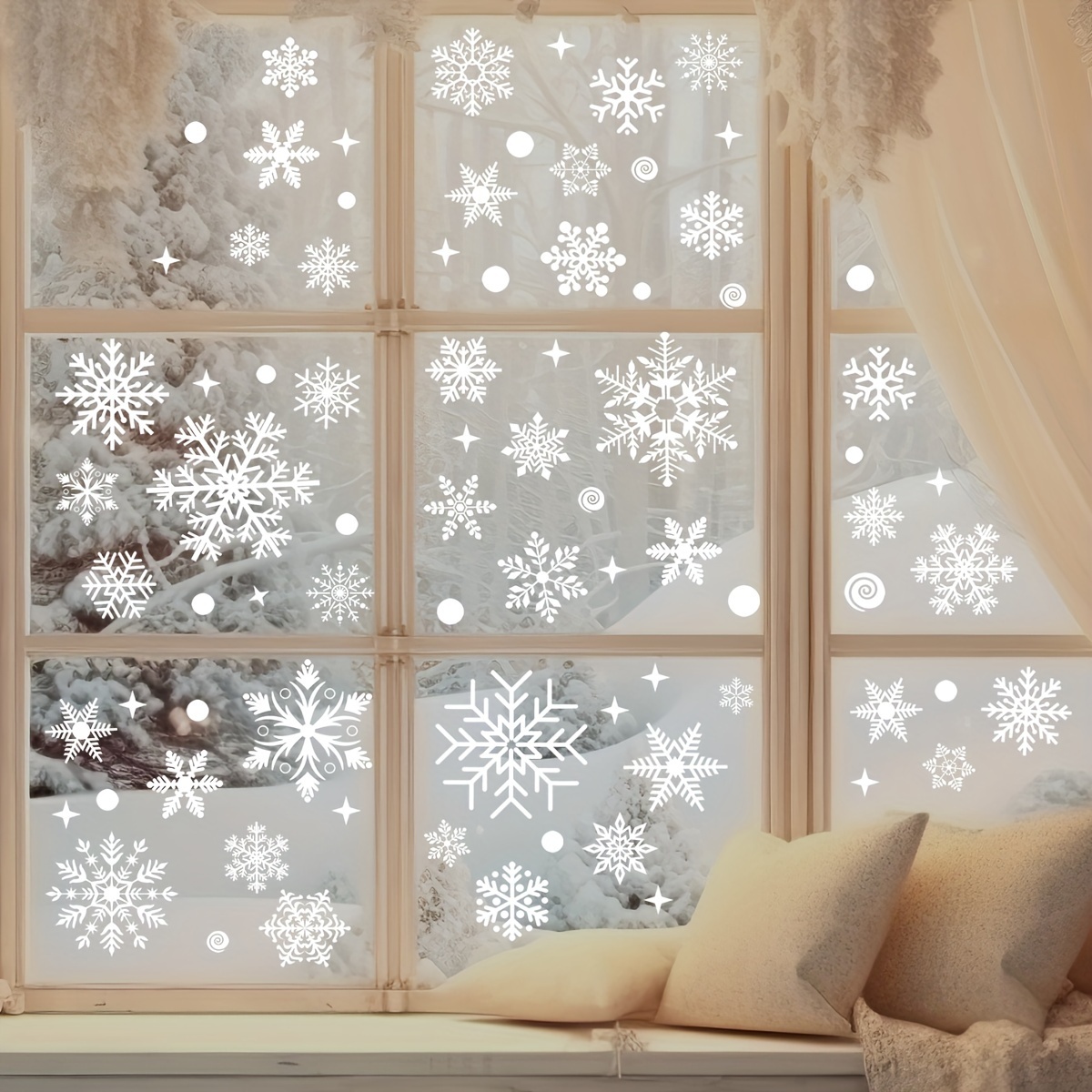 137 Christmas Snowflake Window Flowers - PVC Electrostatic Stickers for Glass - Reusable Winter Decorative Stickers