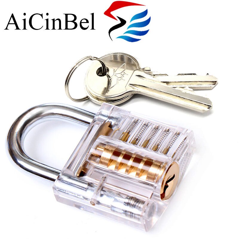 Locksmith Tool Transparent Visible Plunge Practice Padlock Lock with Broken Key Delete Hook Lock Extract Settings