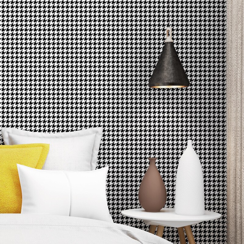 Pied de poule noir et blanc treillis papier peint moderne Simple plaine nord européen Style Ins chambre salon fond