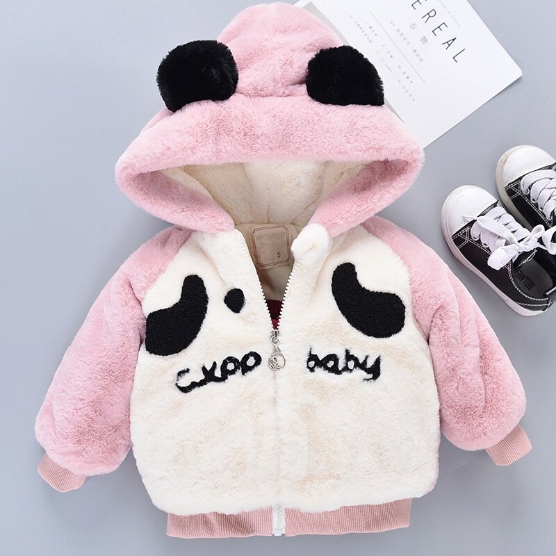 Warme Winter Mädchen Jungen Verdicken Parkas Samt Mantel Kinder Kinder Baby Kleinkinder Faux Pelz Cartoon Mit Kapuze Mäntel Jacken Outwear WT898