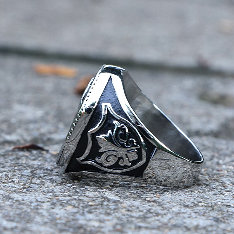 Gothic Slavic Perun Axe Biker Ring Men's Stainless Steel Punk Biker Rings Male Viking Slavic Perun Axe Ring