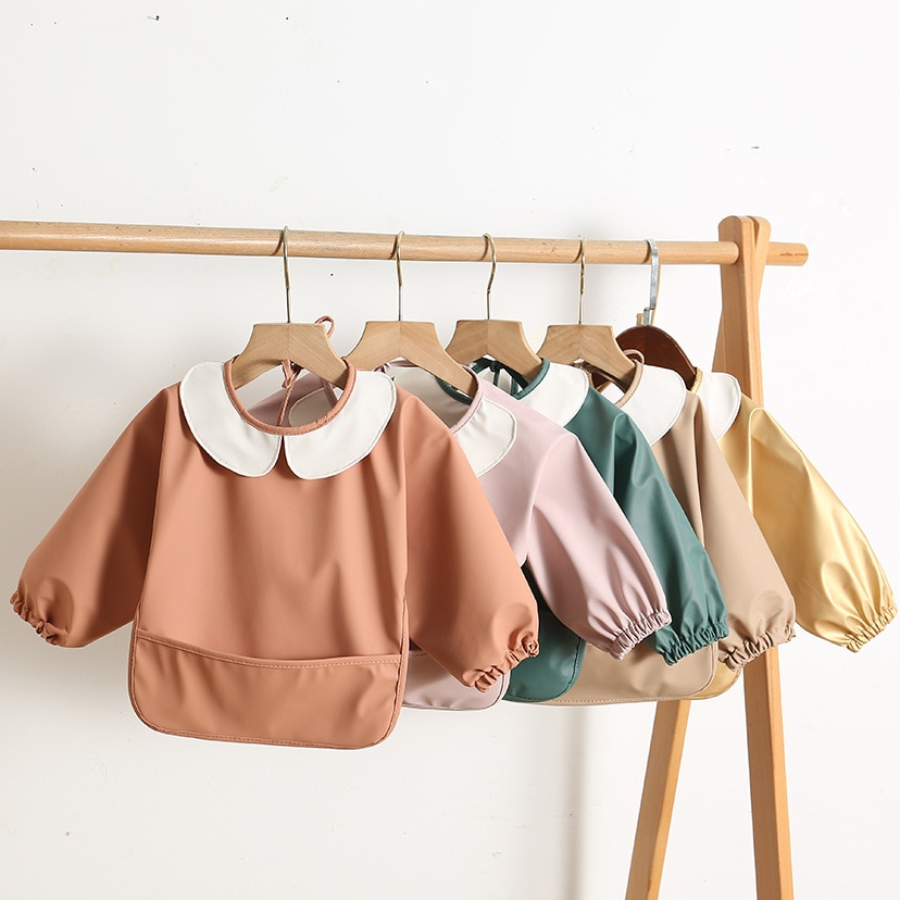 Bebê à prova dwaterproof água babadores arroto pano com bolso alimentação do bebê desenho blusa para crianças acessórios do bebê infantil avental crianças coisas