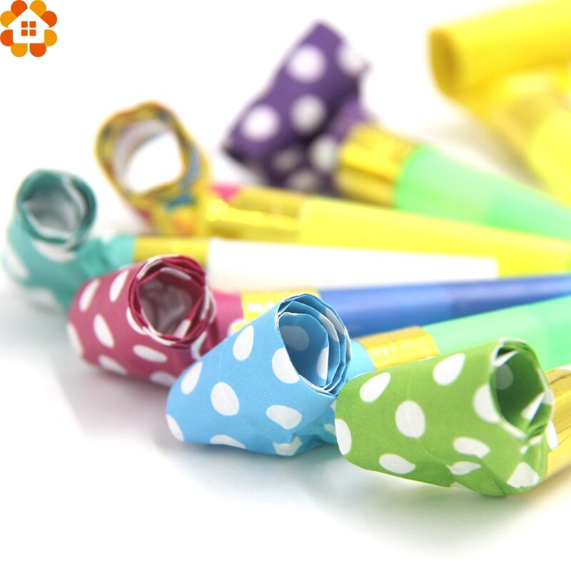 Noicemaker20 Pcs Kleurrijke Klapband Fluitjes Stippen Fluitje Blazen Draak Kids Verjaardagsfeestje Gunsten Decoratie Benodigdheden
