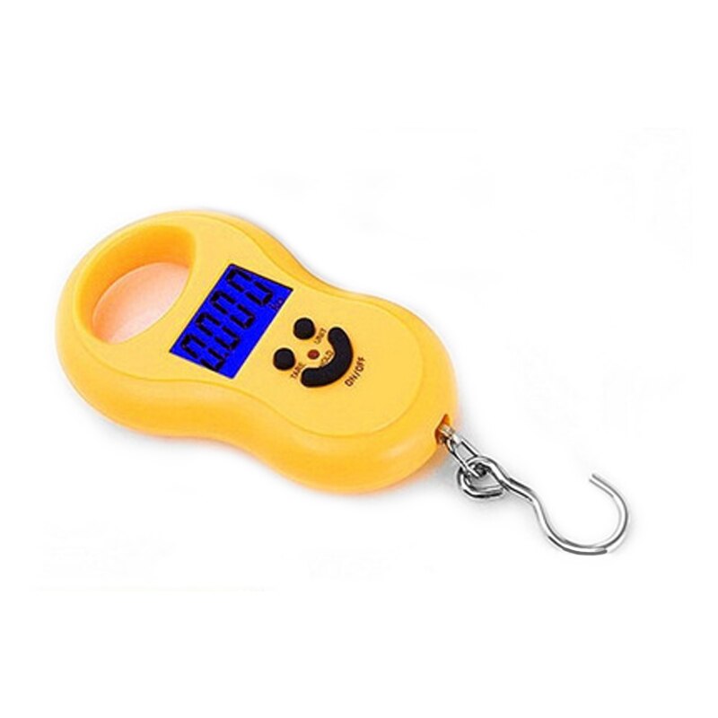 Hängande ledd elektronisk våg digital bagagevåg med bekvämt handtag krok 110lb/50kg för fiskebagage steelyard: Gul 50kg