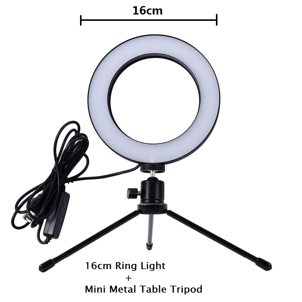 Lightdow Big/Small Dimmable LED Studio Camera Ring Light Phone Video Light Lamp With Tripods Selfie Stick Ring Table Fill Light: Silver