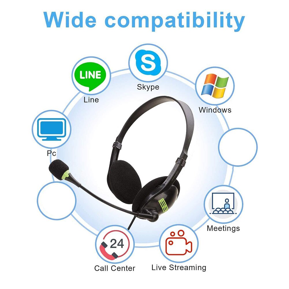 PC Computer Laptop Headphone with Noise Cancelling Microphone Chatting Network Teaching Video Conferencing USB Wired Headset