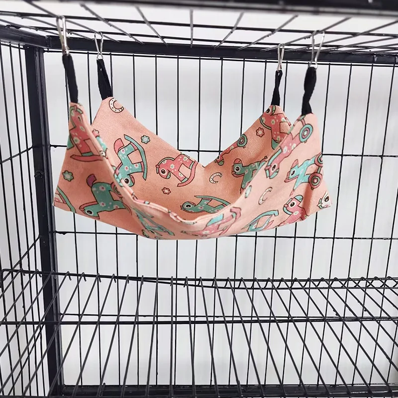 Warme Plüsch Hamster Hängematte Kleintier Doppels chicht verdicken Schlafsack Nest Haustiere Ratte Eichhörnchen hängen KäFeige Haus: L / Dunkles kakifarbiges