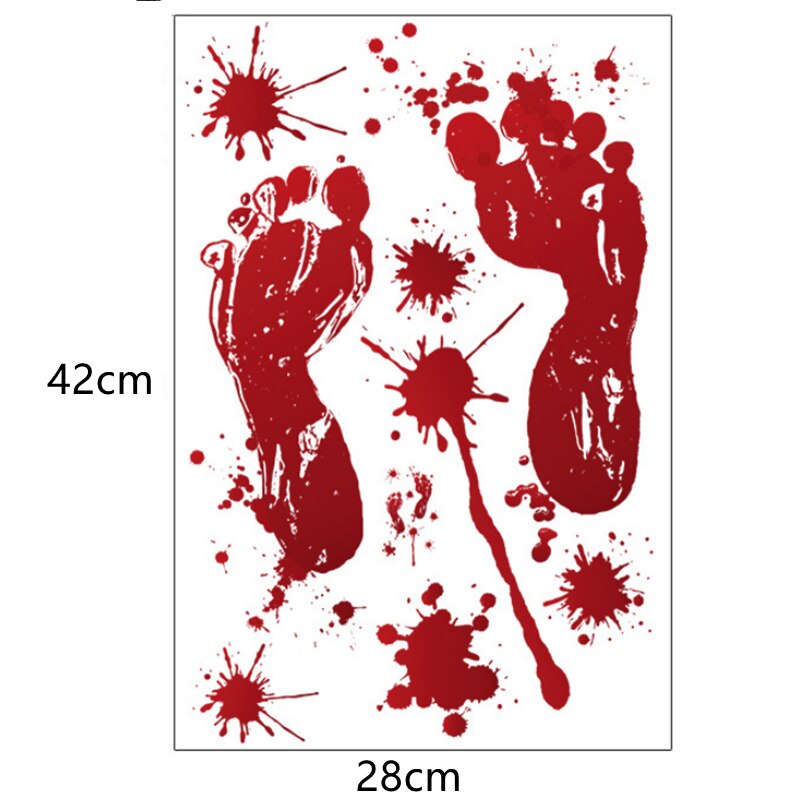 Horrible Halloween Bloody Handprint Stickers Wall Window Door Floor Decal Stickers Halloween Party Decoration Haunted House: E 28cmx42cm