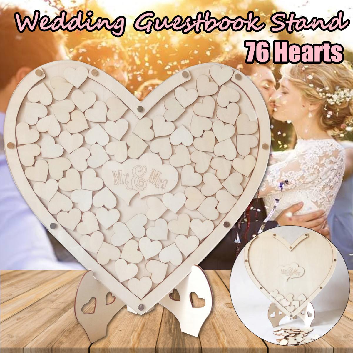 Hjärtform bröllop gästbok dekoration rustik godis hjärtlåda bröllopslåda 3d gästbok trälåda