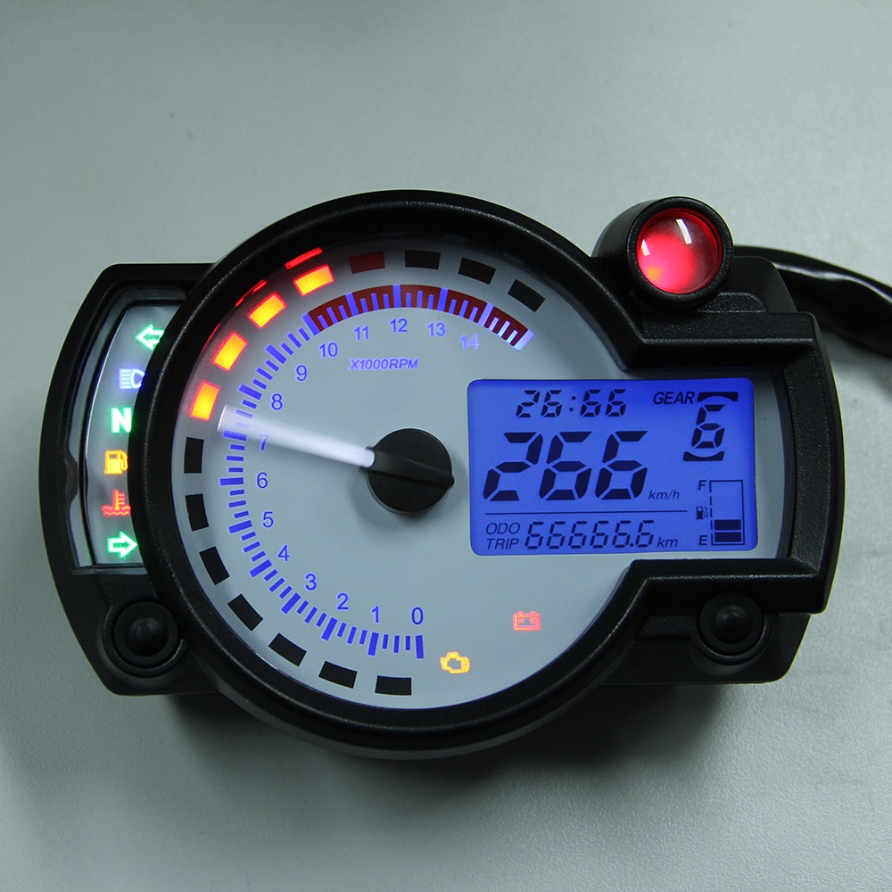Universal Motorcycle Meter Multifunction LCD digita Tachometer Odometer 15000rpm Adjustable MAX 299KM/H KOSO RX2N Similar