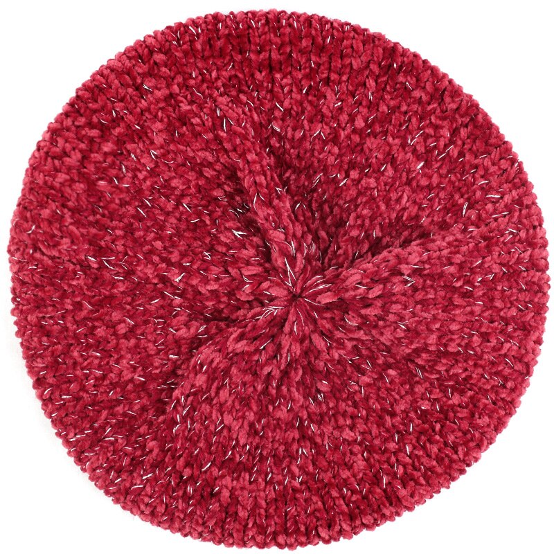 Knitted Wool Hats For Women Lady Winter Berets Spring Casual Warm Hat Female Solid Color Beret Hats Caps: wine red-1