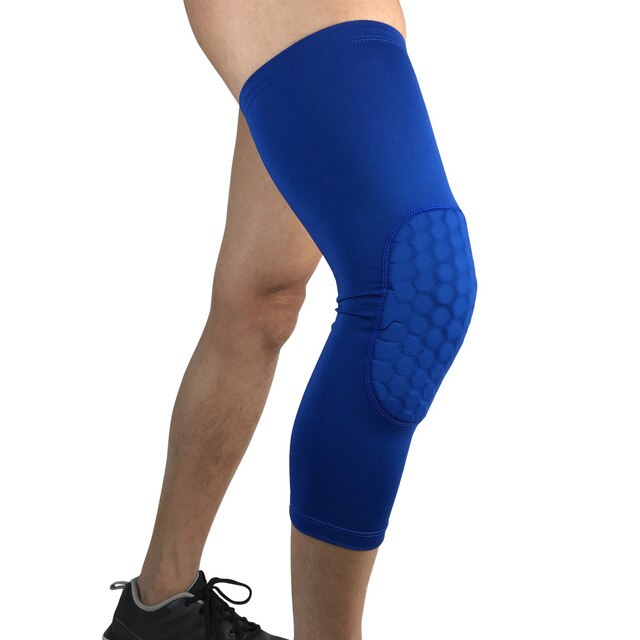 Rodilleras deportivas transpirables para baloncesto, rodilleras de nido de abeja, rodillera de compresión de pantorrillas, protección de soporte para rodilla, 1 ud.: Azul / XL
