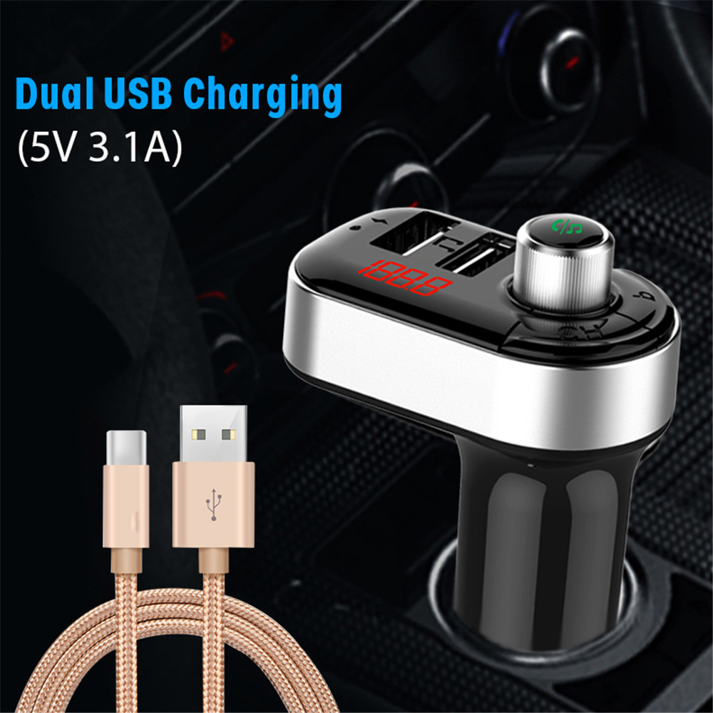 Kebidu fm-transmitter 3.1a dual-usb-autoradio mit bluetooth 5.0, kabelloser freisprecheinrichtung, audioempfänger für  mp3- player, schnellladegerät, autozubehör