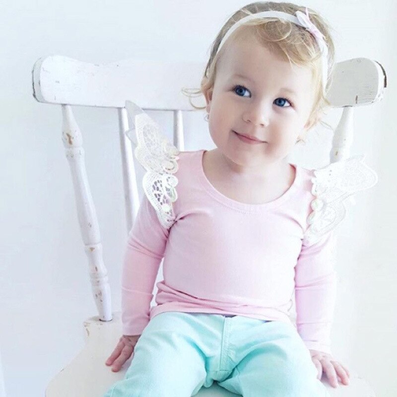 Kinderen T-shirt Strip Sweatshirts Lange Mouwen Katoen Peuter Baby Kids Ronde Kraag Lace Blouse Tops Voor Meisjes