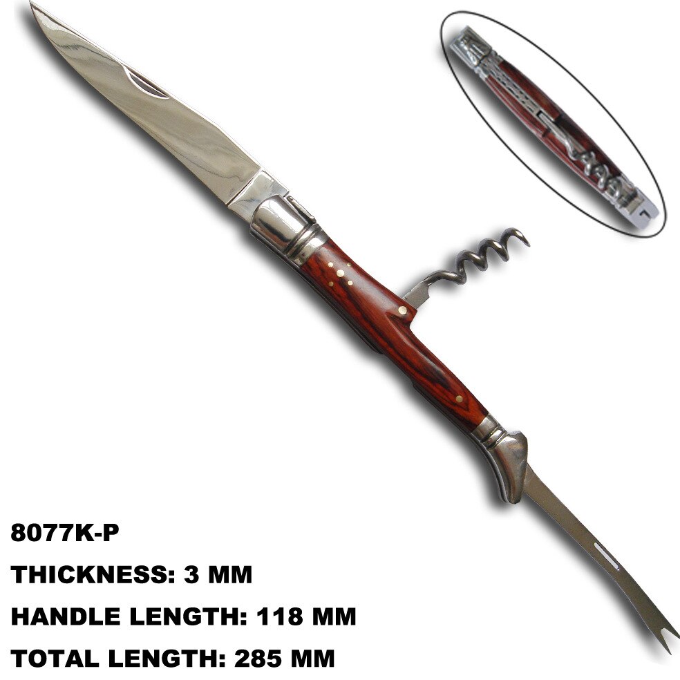 Sacacorchos de vino con abridor de tenedor, cuchillo para vino, mango de madera, Sommelier, cortador de aluminio para botellas de cerveza, utensilio de cocina de acero inoxidable para tarros