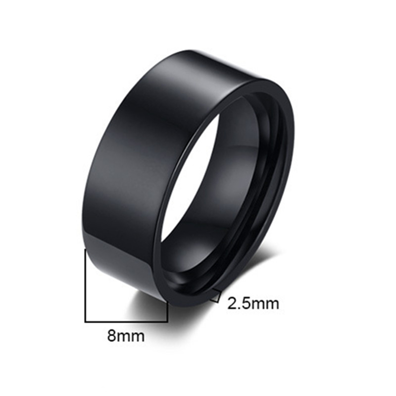 QianBei 8mm Klassieke Brede Dikke Ring voor Mannen Goud Kleur Zilver Kleur Zwart Roestvrij Staal Mannelijke Ring Alliantie Bruiloft sieraden