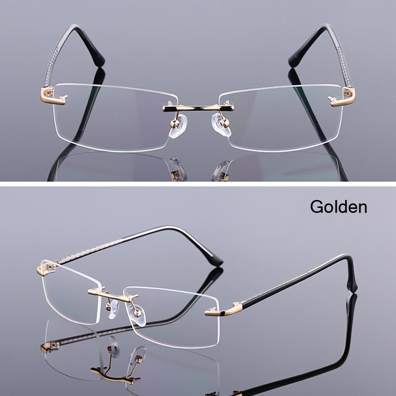 seemfly Anti-light Rimless Glasses Frame Women Vintage Classic Square Frame Titanium Men Optical Myopic Spectacle Eyewear