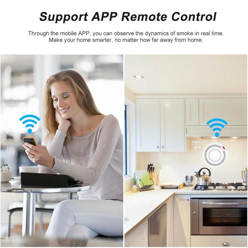 Smart Tuya Smoke Detector Intelligent WiFi Smoke Alarm Smoke Detection Sensor APP Remote Monitoring Detector For Smart Life
