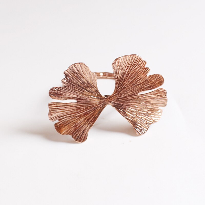 10 stk / parti vintage ahornbladespænde rød bronze blad serviet ring skov serie bryllup serviet ring