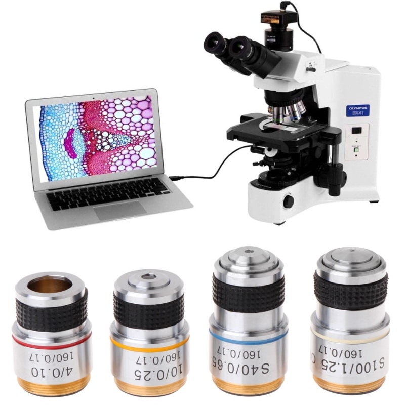 4x 10x 40x 100x akromatisk objektiv til biologisk mikroskop 185 964e
